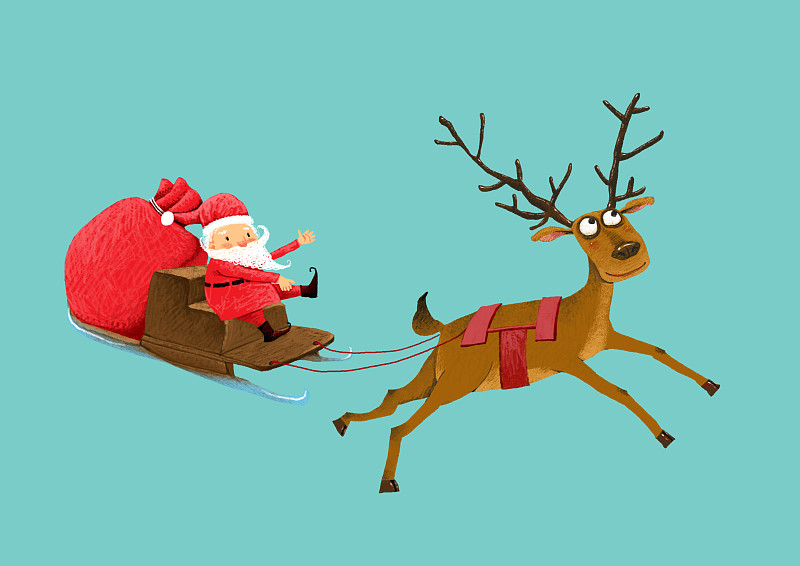 背景分离动物系列组图共3000多幅-驯鹿圣诞系列插画图片