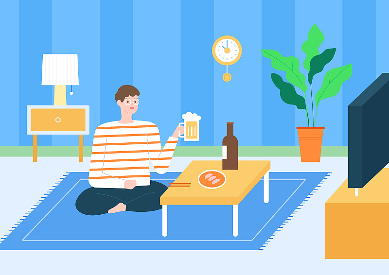 房子，舒适的生活方式，放松，独自喝啤酒，啤酒图片下载