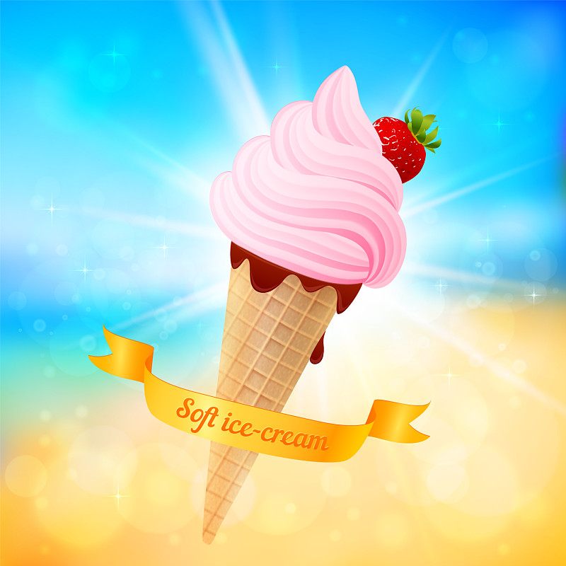 夏日冰淇淋在闪亮的背景图片下载