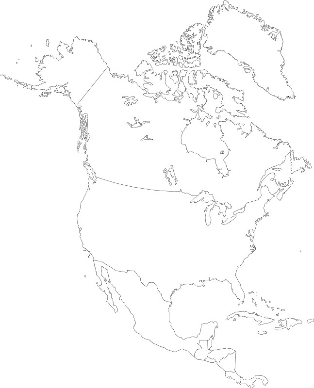 北美洲轮廓图简图图片