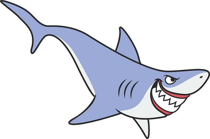 可爱的鲨鱼卡通准备吃小鱼