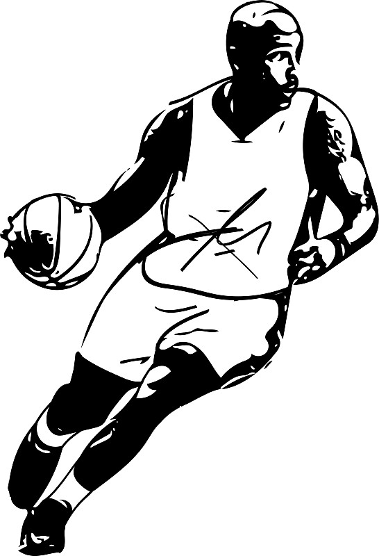 打篮球素描人物图片