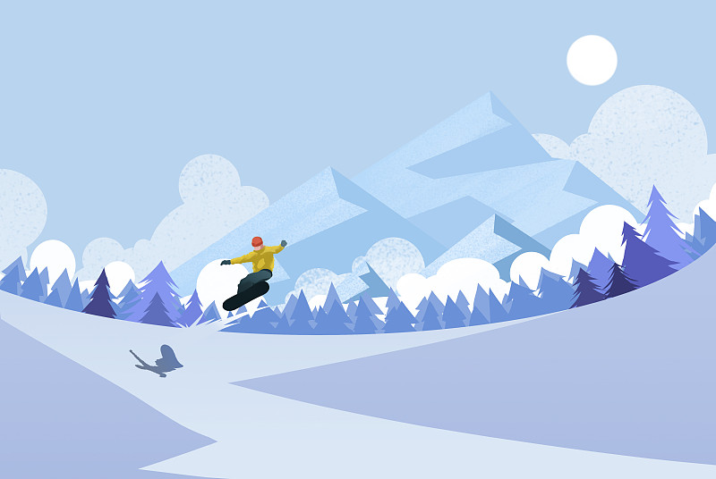 滑雪插画下载