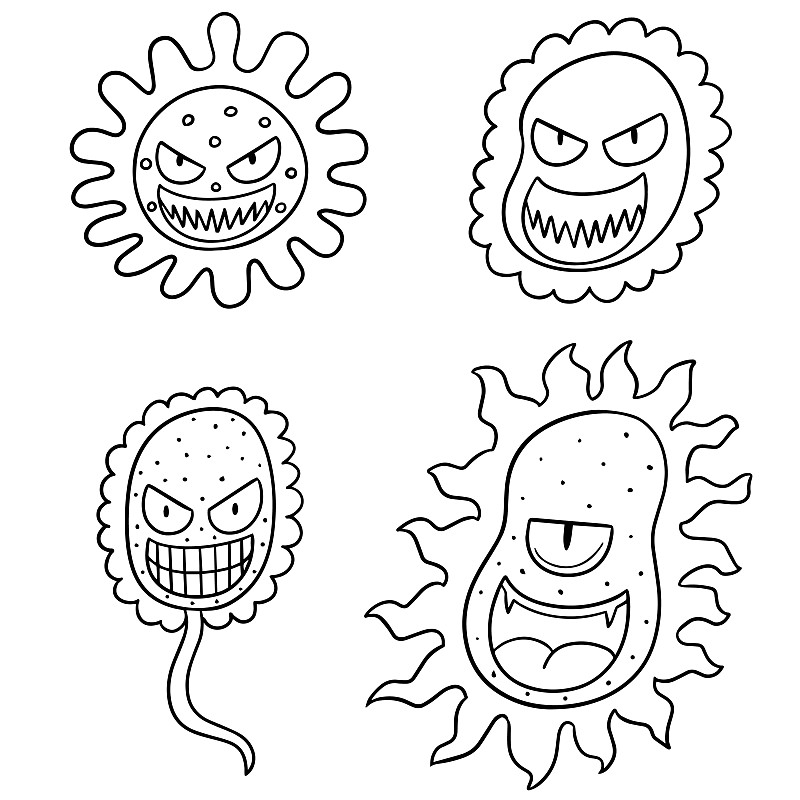 疫情简笔画 细菌图片