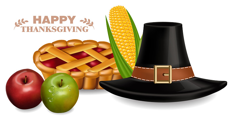 感恩节传统的帽子和馅饼图片下载