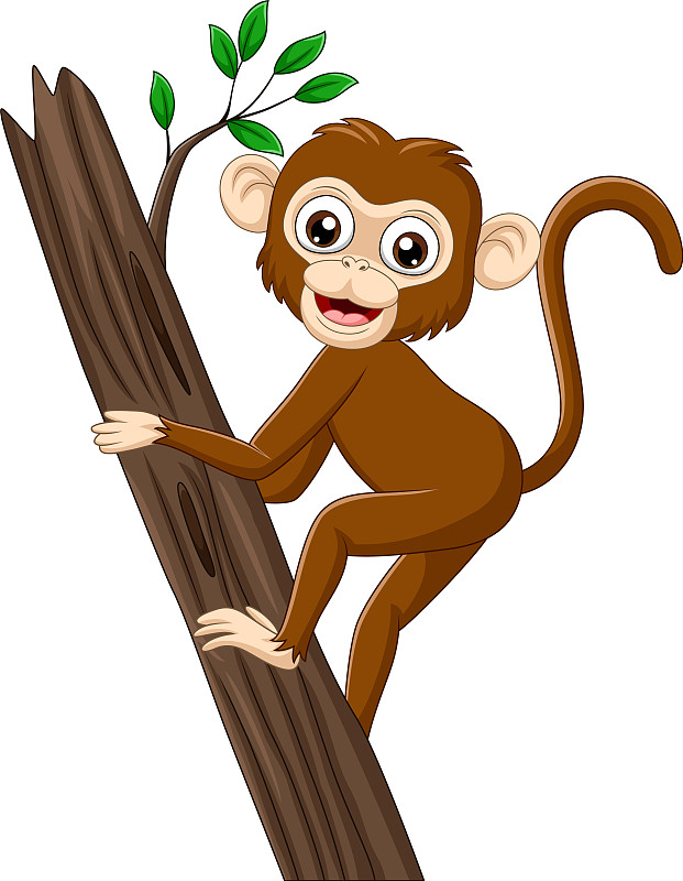 卡通猴子爬树枝图片