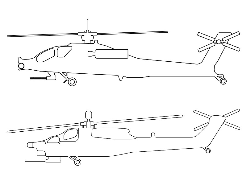军用武装直升机画法图片