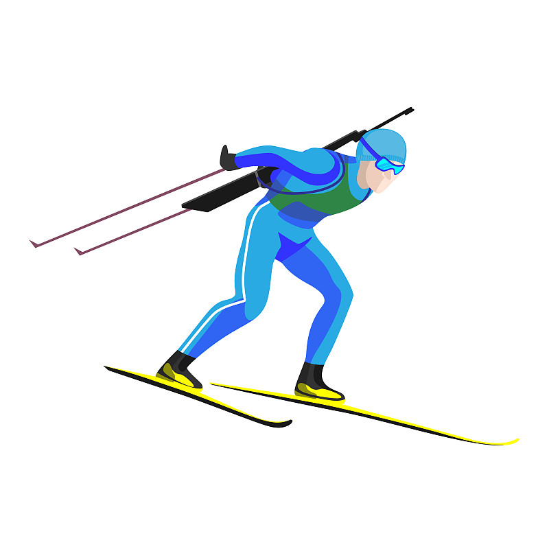 滑雪运动员在滑雪板上高速滑行图片素材