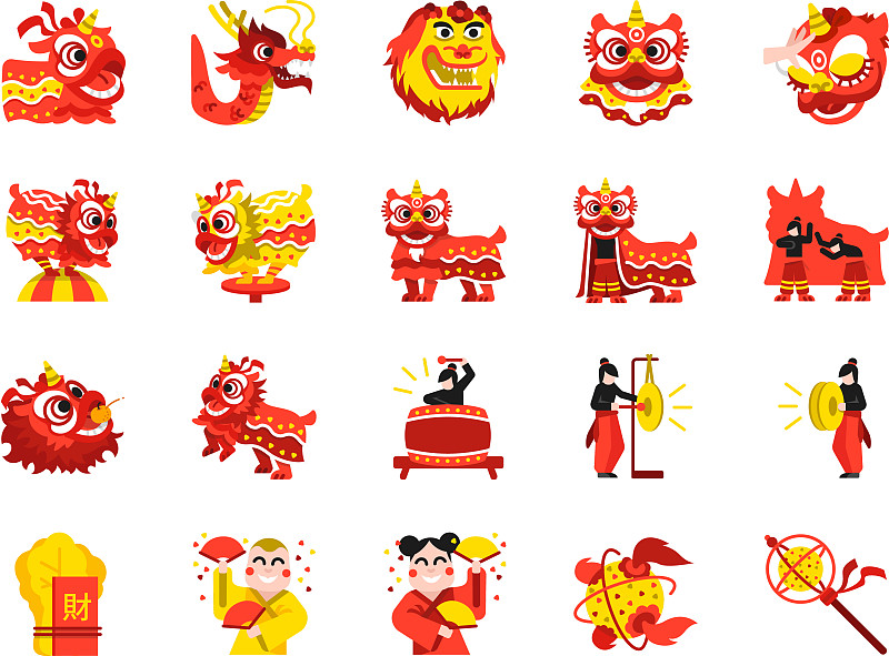 中国舞狮线的图标设置图片下载