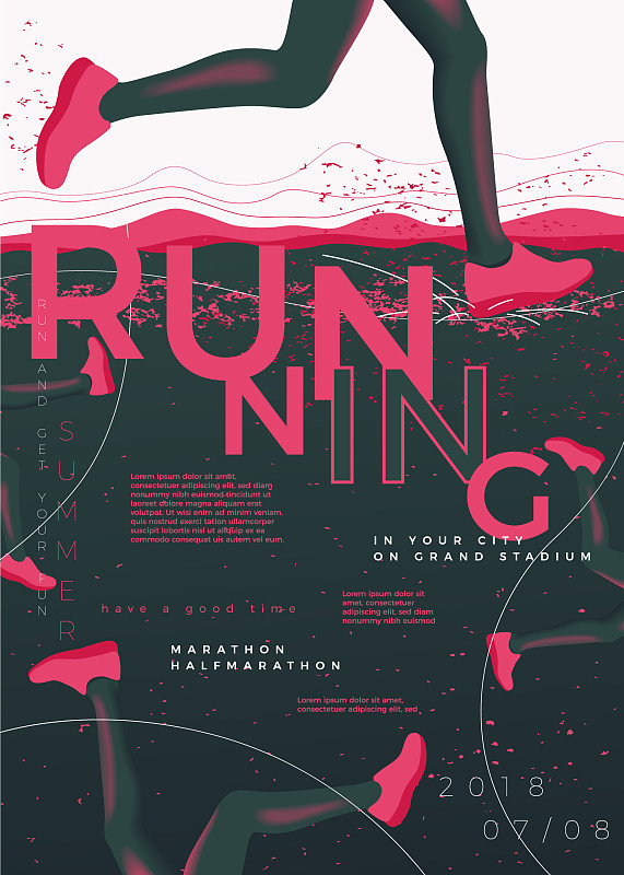 印刷跑步海报与跑步者图片下载