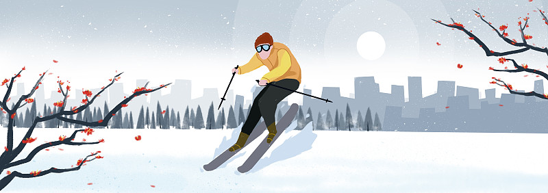 越野滑雪的运动员长图图片下载