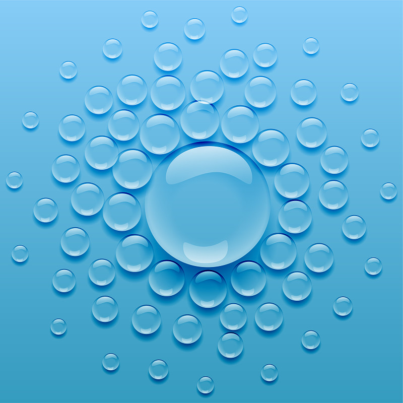 蓝色背景上的水滴图片下载