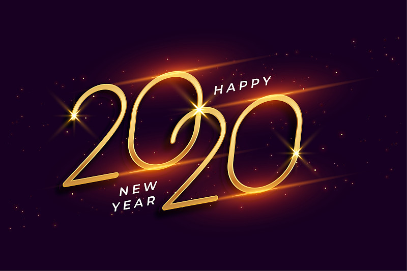 2020年新年快乐，金光闪闪的庆祝背景图片下载