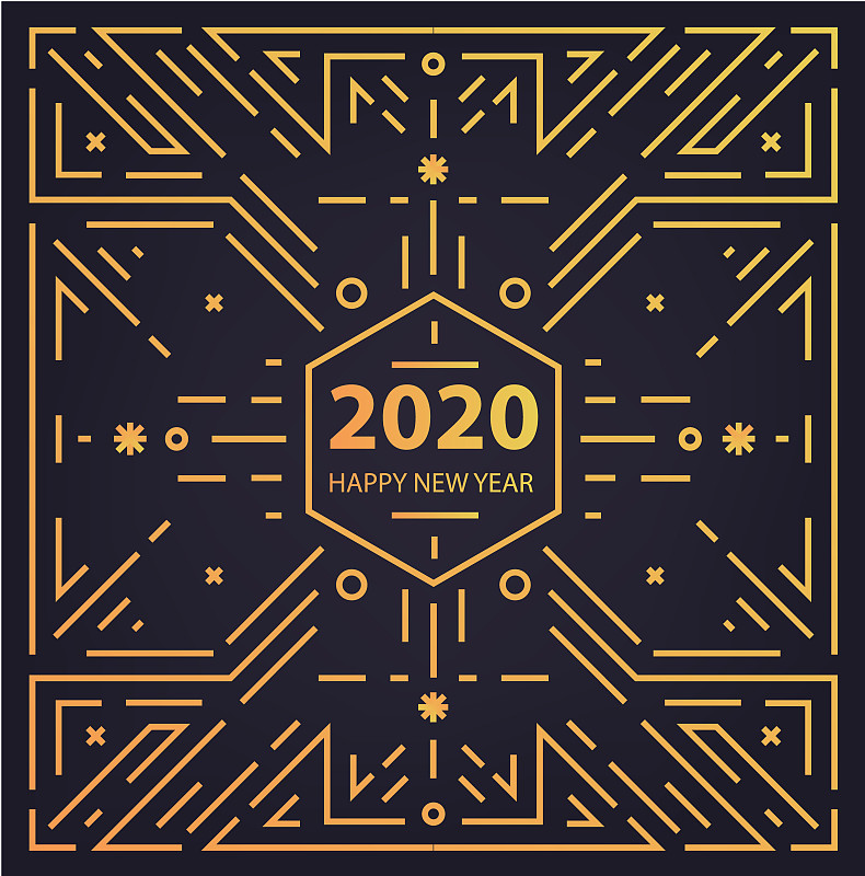 矢量新年2020几何卡片，旗帜，artdeco背景图片下载
