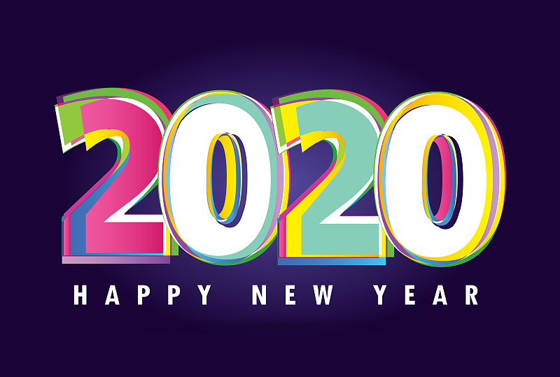 快乐的新2020年-可爱的模板海报横幅艺术。新年快乐-欢迎邀请。图片素材