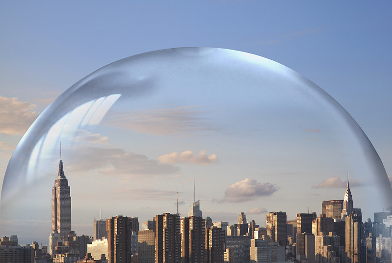 纽约市在水泡泡里。图片素材