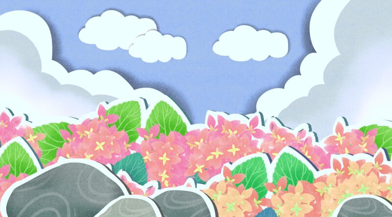 春天郊区花卉植物插画GIF动图插画下载
