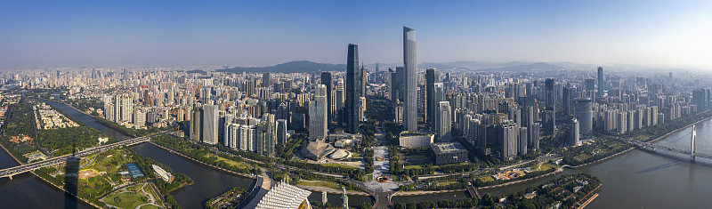 广州市 珠江新城 现代建筑群 航拍 全景图片下载