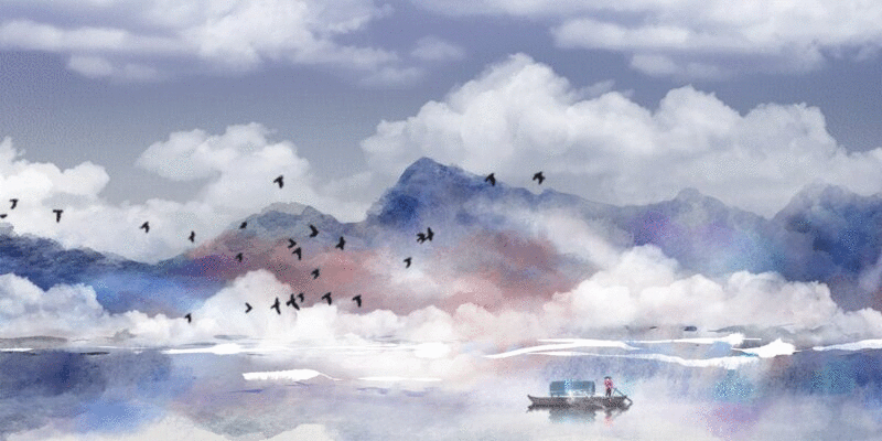 手绘中国风GIF山水动图图片下载