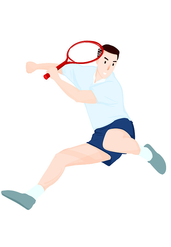 简约体育插画打网球的年轻男运动员下载
