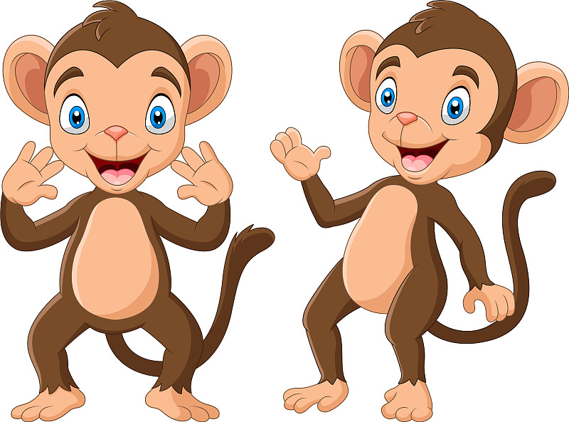 卡通快乐的猴子挥手图片