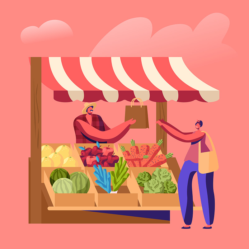 农民出售新鲜的水果和蔬菜产品图片下载