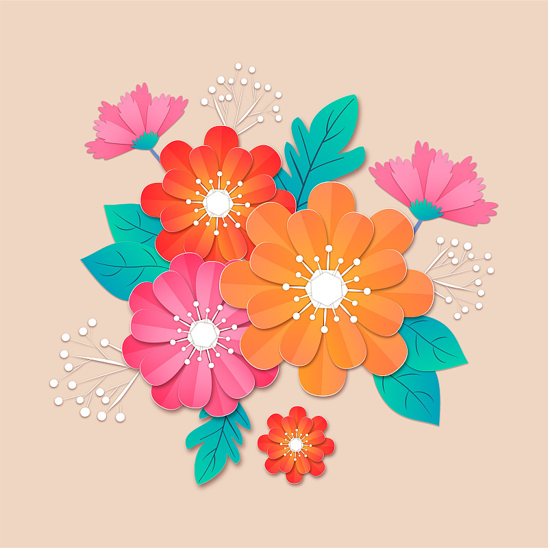 纸花，孤立的花卉设计元素插图012图片素材