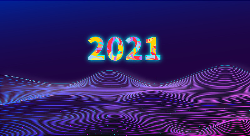 2021科技感的曲面弧形渐变色的插画背景图片