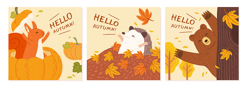 欢迎秋天动物海报图片素材