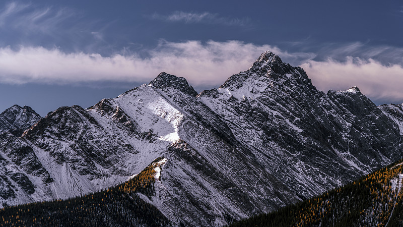 高角度的山，班夫，加拿大图片下载