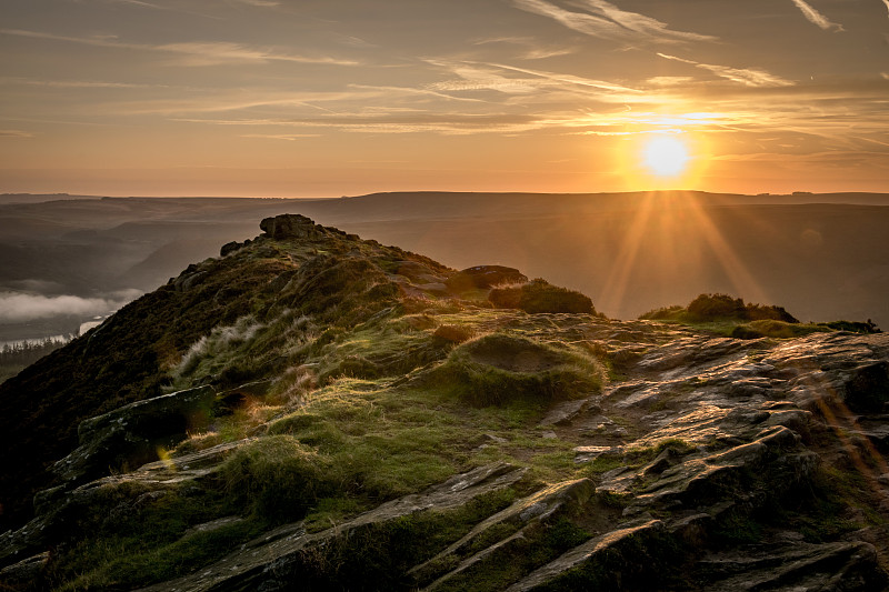 风景风景的山对天空在日落，希望谷，英国图片素材