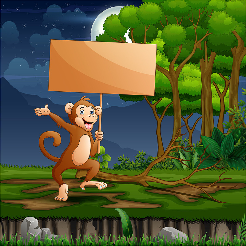 小猴搬木头图片