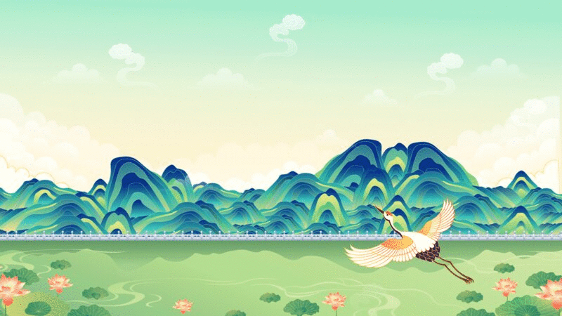 中国风园林风景插画图片下载