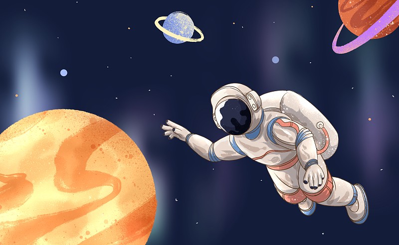 宇航员和星球插画下载