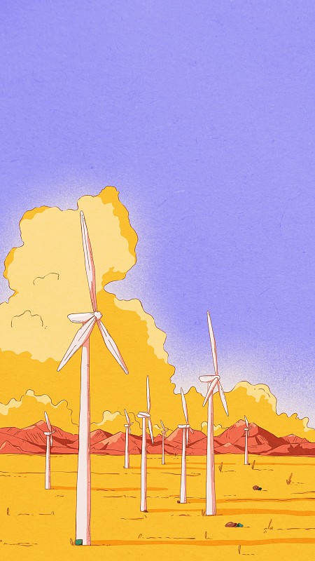 新能源风能环保插画背景壁纸下载