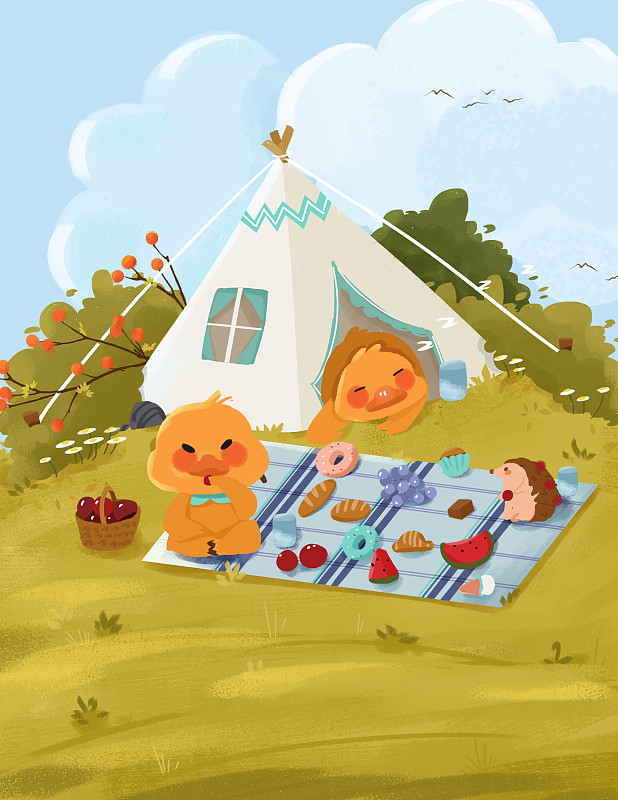 露营野餐旅行插画自然风景下载