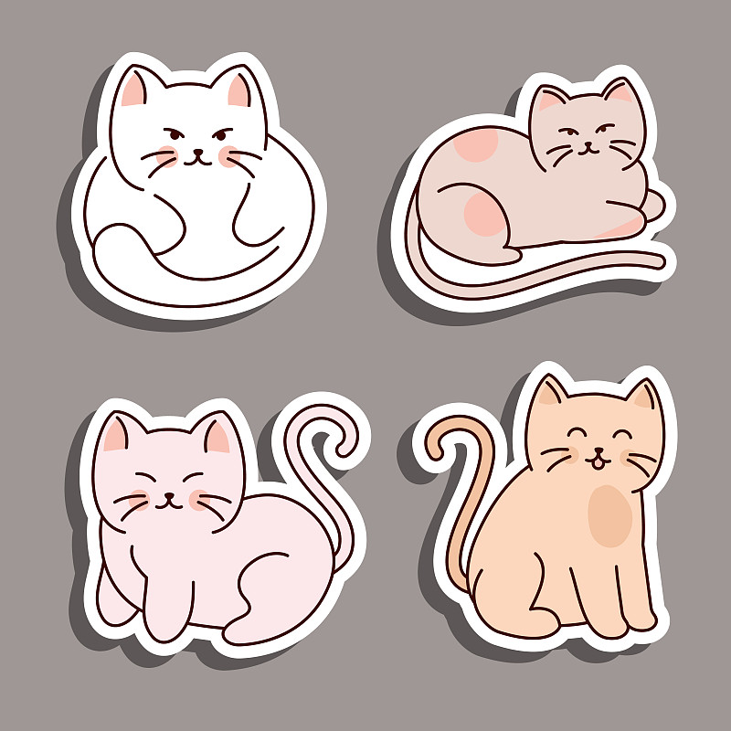猫贴纸图标插画图片