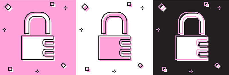 将安全密码锁图标隔离在粉红色上插画图片