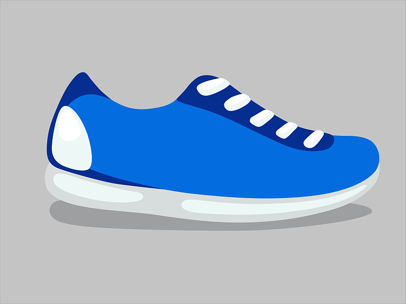 蓝色运动跑鞋插画图片