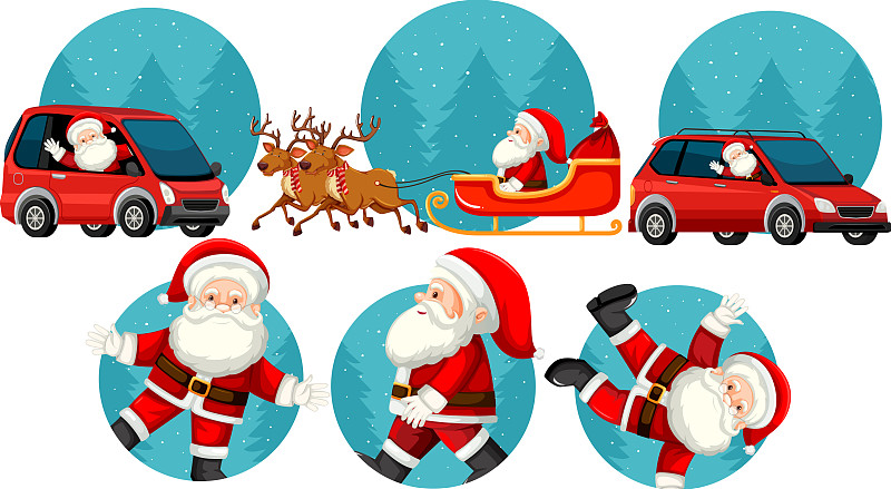圣诞主题套装与圣诞老人车图片下载