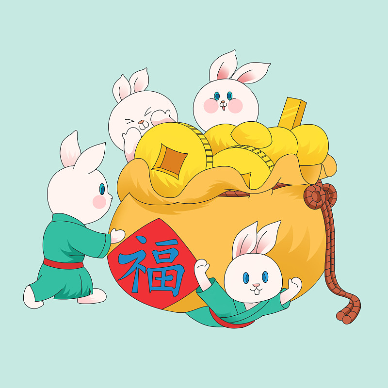 2023年兔年兔子新年新春春节过年过节节日卡通插画下载