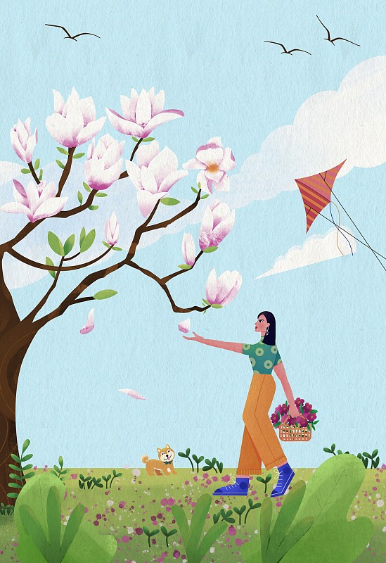 中国传统二十四节气春风插画海报下载