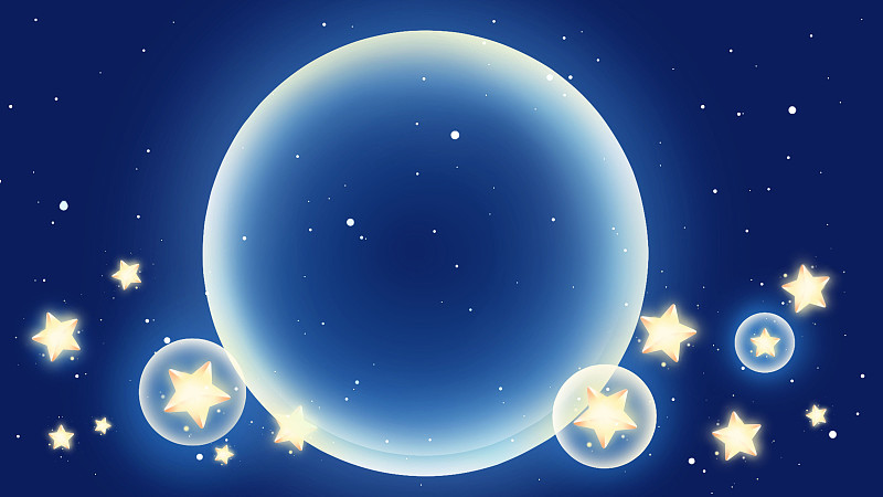 深蓝色梦幻卡通气泡星空背景图片下载