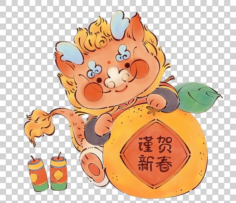 龙年春节手绘中国风贺岁吉祥物小龙插画下载