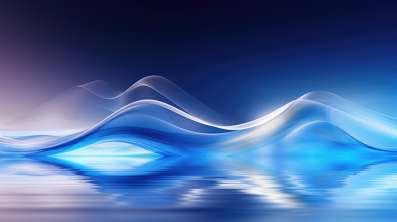 三维蓝色抽象波浪背景图片下载