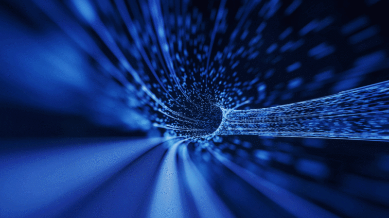 蓝色流动的粒子隧道3D渲染图片下载