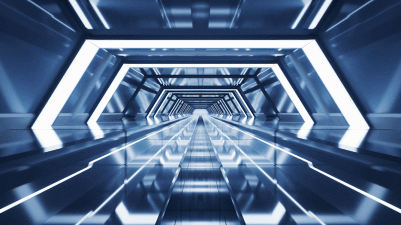 蓝色未来感隧道3D渲染图片下载