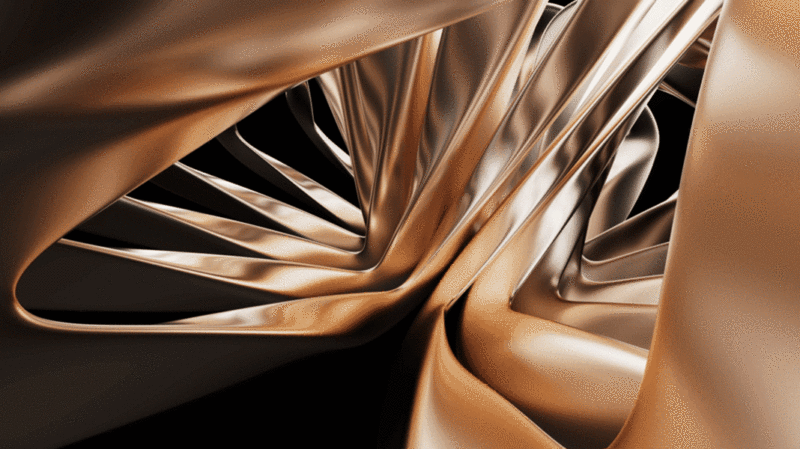 抽象金色金属曲面背景3D渲染图片下载