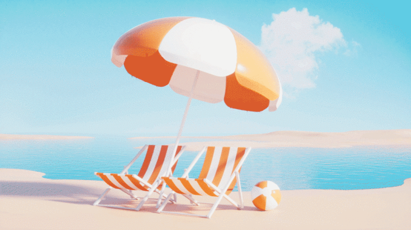 海边休闲度假题材3D渲染插画下载