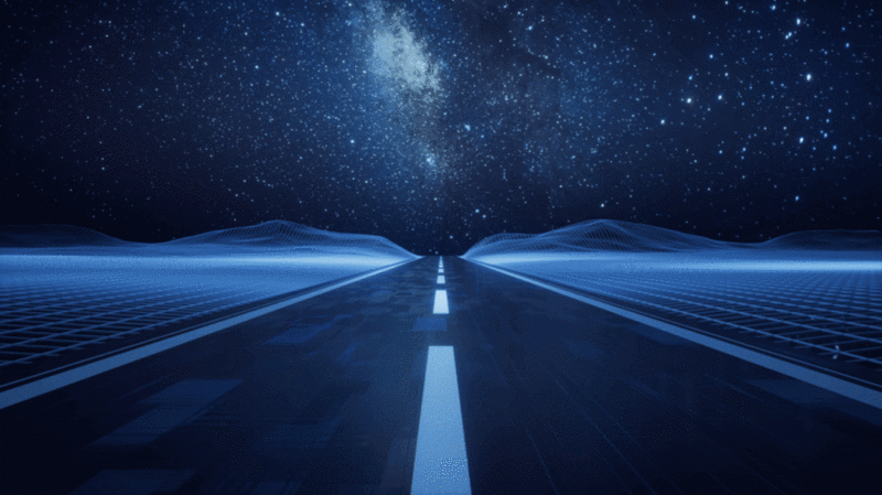 夜晚的道路与星空背景3D渲染图片下载